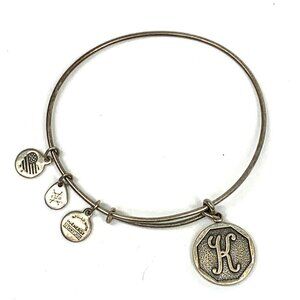 Alex and Ani Initial K Charm Bracelet Silver Finish - Expands 2"- 3.5"